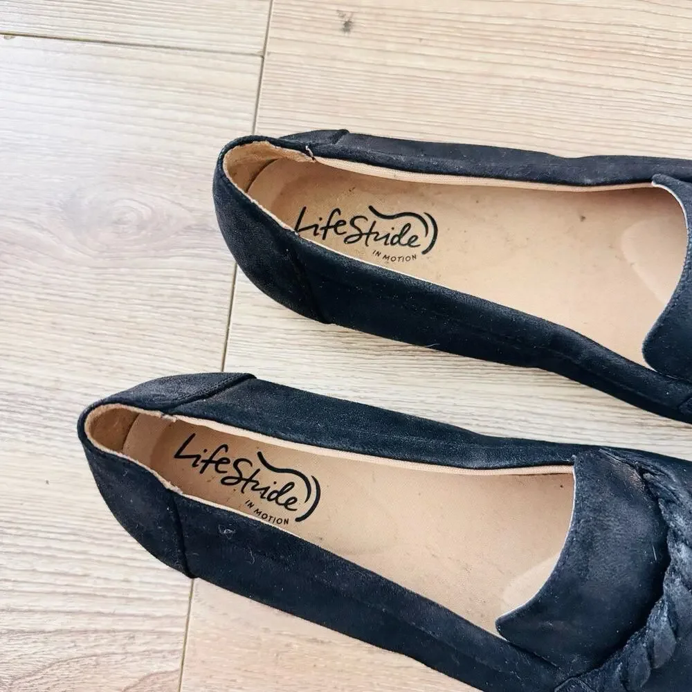 LifeStride Drew Black Suede Loafers Women’s Size 10